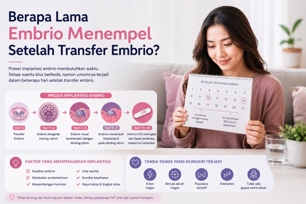 berapa lama embrio menempel setelah transfer embrio